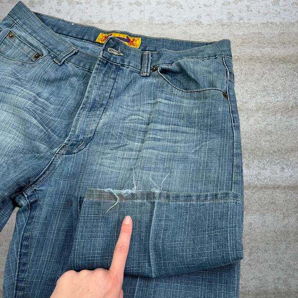 Vintage Skater Wide Leg Jeans Fusai Medium Wash Baggy Denim Rap Style Art Y2K - Picture 4 of 5